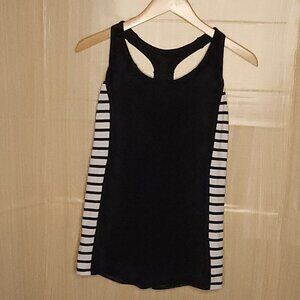 Athleta Black White Racerback Tank Top Large
